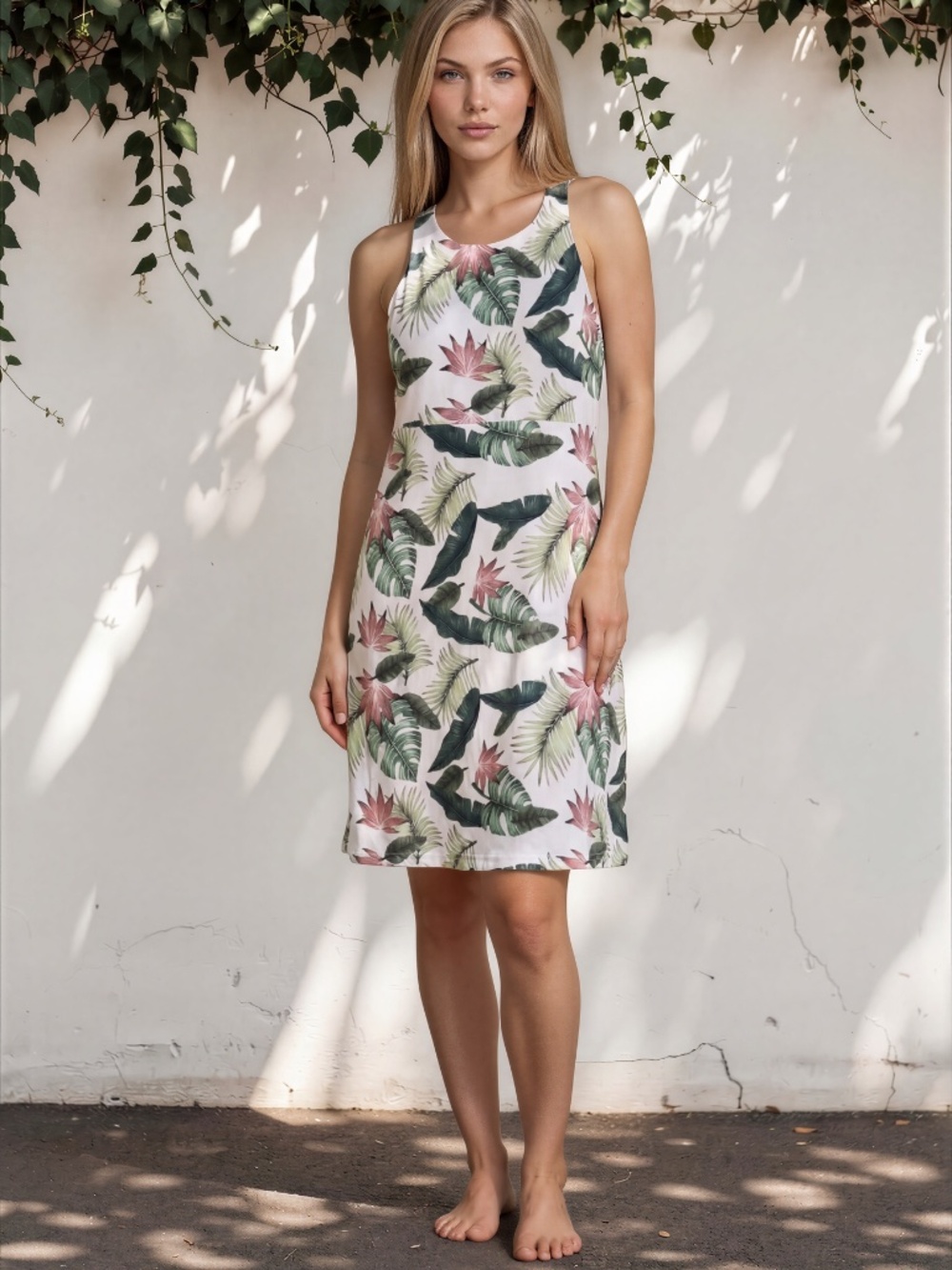 TROPICAL TANK DRESS/COVER UP- FREEDOM TRAIL BY KYODIAN-SIZE XL